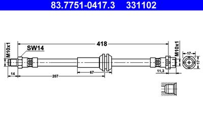 Тормозной шланг ATE 83.7751-0417.3 для MINI MINI