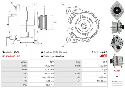 GENERATOR / ALTERNATOR AS-PL A0450 4