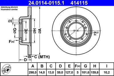 Тормозной диск ATE 24.0114-0115.1 для LAND ROVER DEFENDER