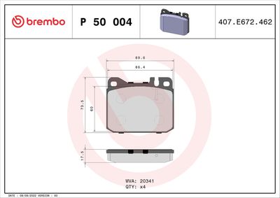 Комплект тормозных колодок, дисковый тормоз P 50 004