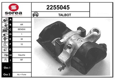 Тормозной суппорт EAI 2255045 для TALBOT SIMCA