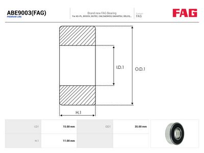 Lager AS-PL ABE9003(FAG) for HITACHI, MITSUBISHI, HINO, NISSAN