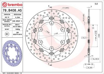Bremžu diski BREMBO 78B408A5
