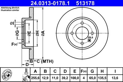 Тормозной диск ATE 24.0313-0178.1 для SEAT INCA
