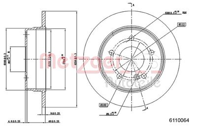 BREMSSCHEIBE METZGER AUTOTEILE 6110064