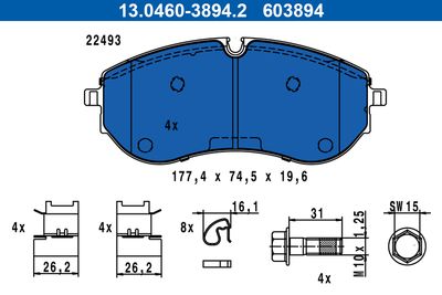 Комплект тормозных колодок, дисковый тормоз 13.0460-3894.2