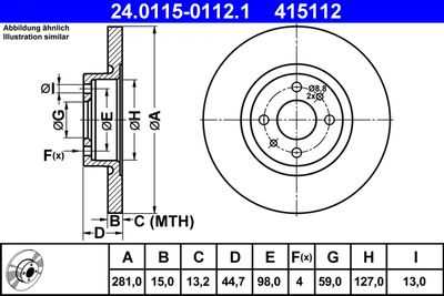Тормозной диск ATE 24.0115-0112.1 для LANCIA LYBRA