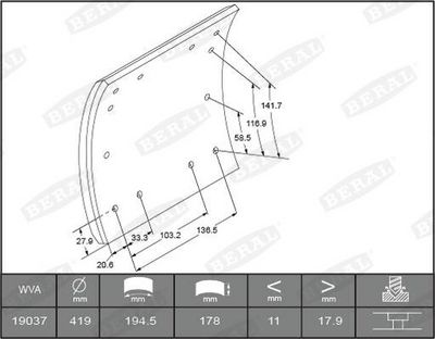BERAL Brake Lining Kit, drum brake