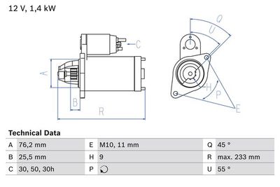 Startmotor BOSCH 0 986 018 890