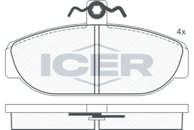 комплект спирачно феродо, дискови спирачки ICER 181014