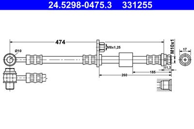 Тормозной шланг ATE 24.5298-0475.3 для MITSUBISHI COLT