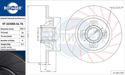 Tarcza hamulcowa ROTINGER RT 3230BS-GL T6