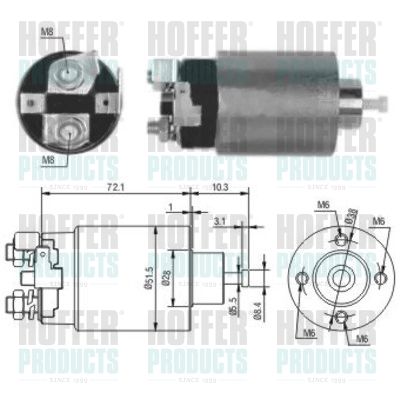 Тяговое реле, стартер HOFFER 46162 для MITSUBISHI 3000