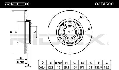 спирачен диск RIDEX 82B1300