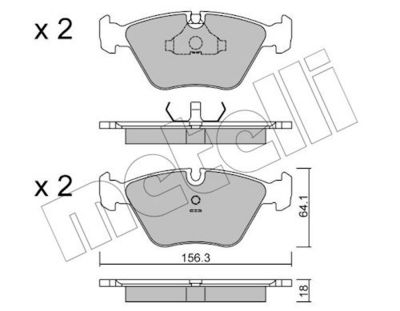 комплект спирачно феродо, дискови спирачки METELLI 22-0122-2