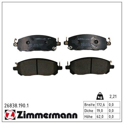 комплект спирачно феродо, дискови спирачки ZIMMERMANN 26838.190.1