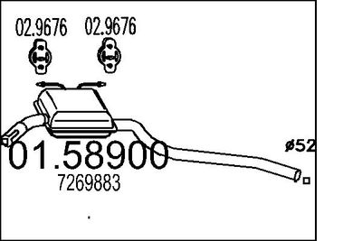 Средний глушитель выхлопных газов MTS 01.58900 для FORD SCORPIO