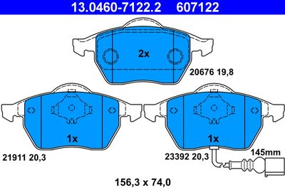 Комплект тормозных колодок, дисковый тормоз 13.0460-7122.2