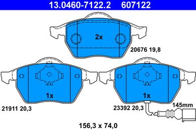 Brake Pad Set, disc brake 13.0460-7122.2