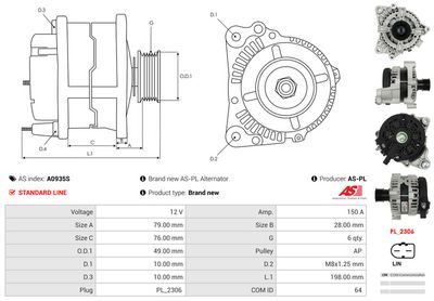 GENERATOR / ALTERNATOR AS-PL A0935S 4