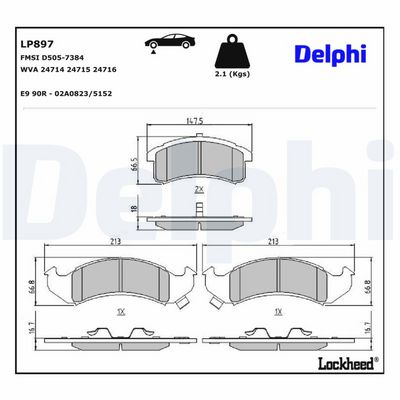 комплект спирачно феродо, дискови спирачки DELPHI LP897