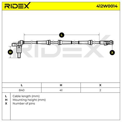 датчик, обороти на колелото RIDEX 412W0014
