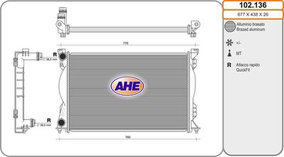 AHE 102.136 Радиатор охлаждения двигателя для AUDI A6 C6 (4F2)
