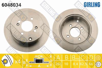 GIRLING 6048034 Тормозные диски GIRLING для KIA RIO