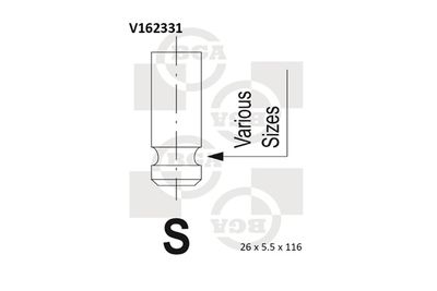 BGA V162331 Клапан впускной  для HONDA STREAM (Хонда Стреам)