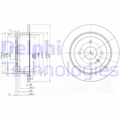 Тормозной диск DELPHI BG3615 для DAEWOO GENTRA