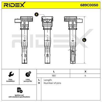запалителна бобина RIDEX 689C0050