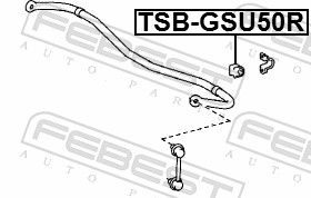 Pouzdro stabilizační tyče FEBEST TSB-GSU50R