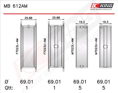 Комплект черупки на лагера на коляновия вал KING MB 612AM0.5