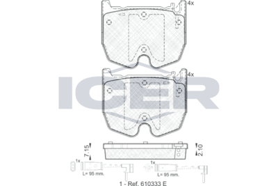 Комплект тормозных колодок, дисковый тормоз ICER 181591 для MERCEDES-BENZ SLR