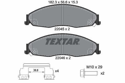 Комплект тормозных колодок, дисковый тормоз TEXTAR 2204501 для CADILLAC CTS