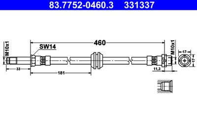 ATE 83.7752-0460.3 Тормозной шланг  для BMW 3 (Бмв 3)