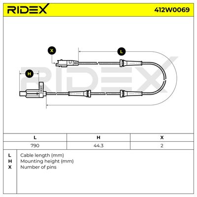 датчик, обороти на колелото RIDEX 412W0069