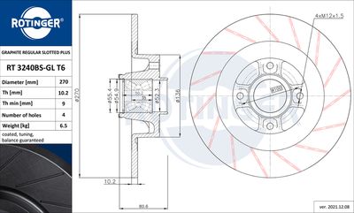 Tarcza hamulcowa ROTINGER RT 3240BS-GL T6