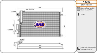 AHE 43282 Радиатор кондиционера  для NISSAN QASHQAI / QASHQAI +2 I (J10, NJ10, JJ10E) 1.5 dCi
