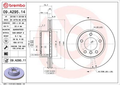 Brake disc Voor Links/Rechts past: BMW 1 (E81), 1 (E82), 1 (E87), 1 (E88), 3 (E90), 3 (E91), 3 (E92), 3 (E93), Z4 (E89) 1.6-3.0 06.04-08.16