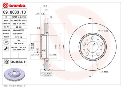 Bromsskiva BREMBO 09.8633.11