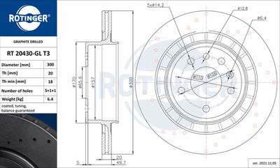 спирачен диск ROTINGER RT 20430-GL T3