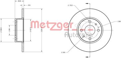 METZGER 6110204 Тормозные диски  для FIAT STILO (Фиат Стило)