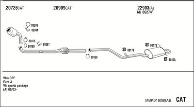 Układ wydechowy WALKER MBK016089AB