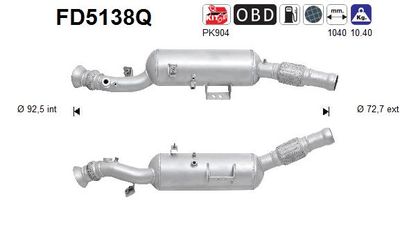 Filtr sadzy / filtr cząstek stałych, układ wydechowy AS FD5138Q