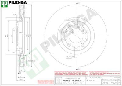 PILENGA V029 Тормозные диски  для ALFA ROMEO BRERA (939_) 2.0 JTDM (939DXQ1B)