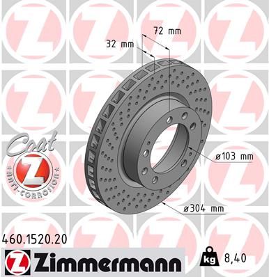 Bromsskiva ZIMMERMANN 460.1520.20