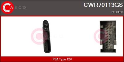 CASCO CWR70113GS Кнопка стеклоподьемника для PEUGEOT 207 (WA_, WC_) 1.4 BiFuel
