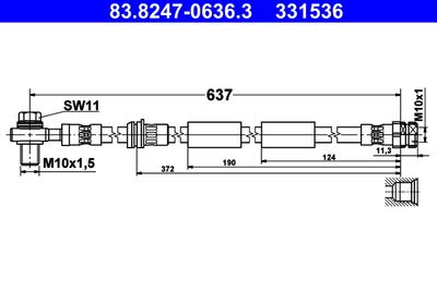 Тормозной шланг ATE 83.8247-0636.3 для AUDI Q2