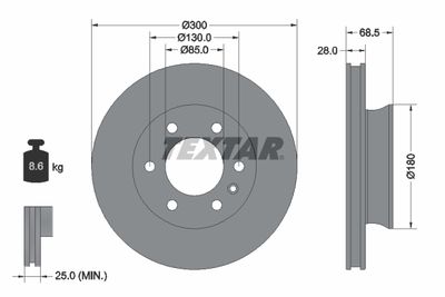 Тормозной диск TEXTAR 92301203 для MERCEDES-BENZ eSPRINTER